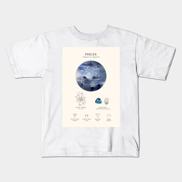 Pisces - Astrology Kids T-Shirt by Art Consulate